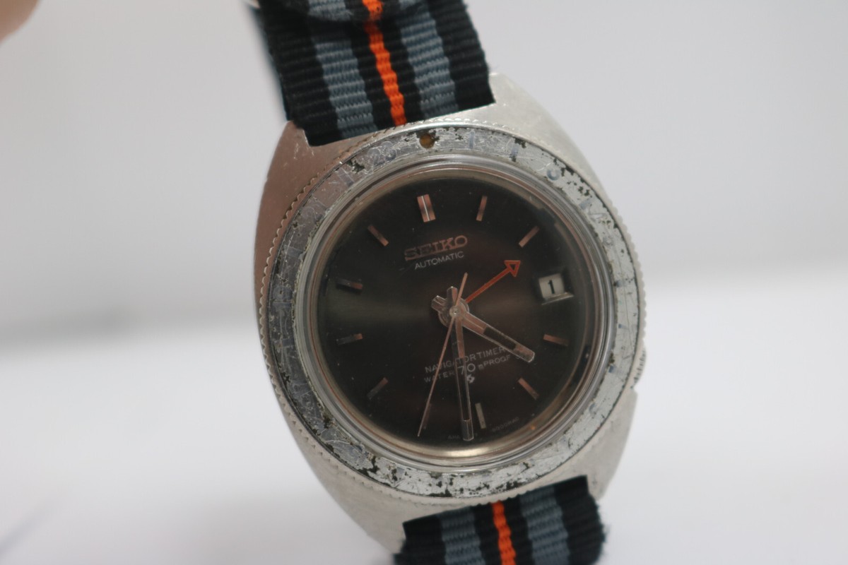 Vintage Seiko 6117-8000 GMT Navigator Timer Watch Rare Ghost Bezel