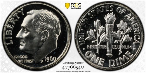 1960 10C Proof Silver Roosevelt Dime PCGS PR 67 CAM DDO FS-105