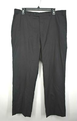 Zaar Gray Mens Black Pinstripe Straight Leg Business Career Chino Dress Pants