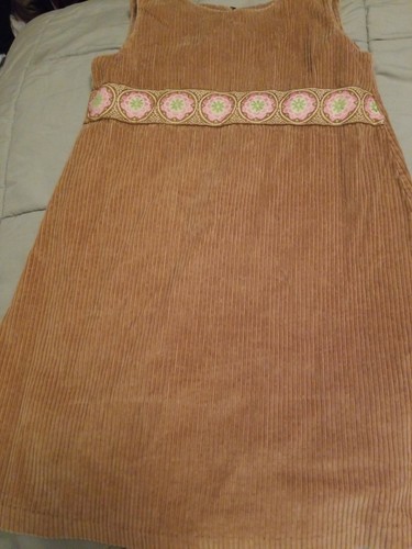 Girls Tan Brown Corduroy Jumper Dress W 