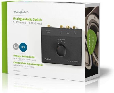 NEU VOLLMETALL 3 PORT 3 WEGE STEREO AUDIO SCHALTER, PHONO-EINGANG & AUSGANGSANSCHLÜSSE
