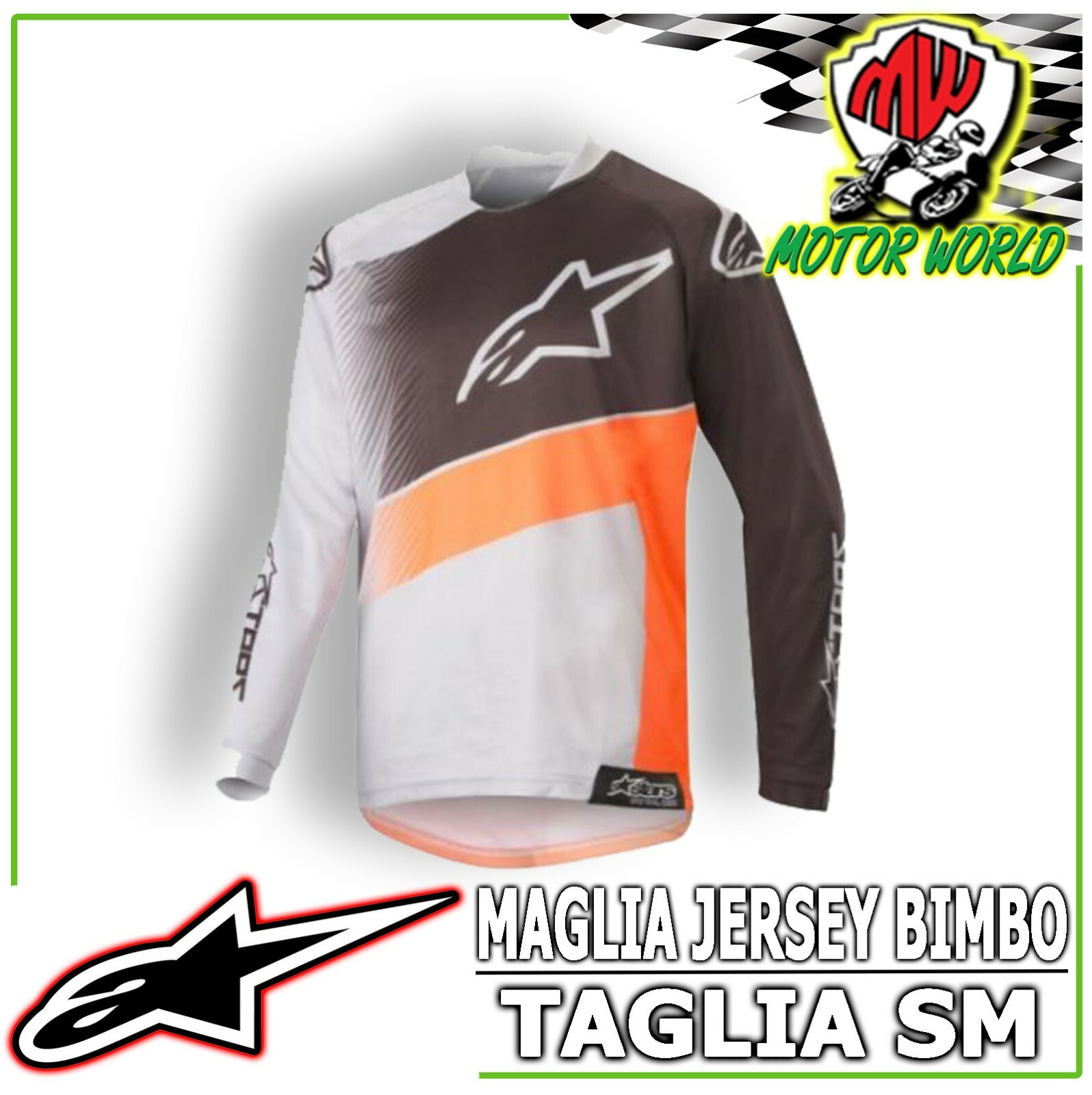Camiseta Todoterreno Cross Alpinestars S9Y Bebé Offroad Negro Naranja Talla Sm