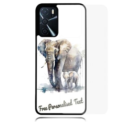 Personalised Text For OPPO Glass Phone Case Series - Mother Elephant & Calf