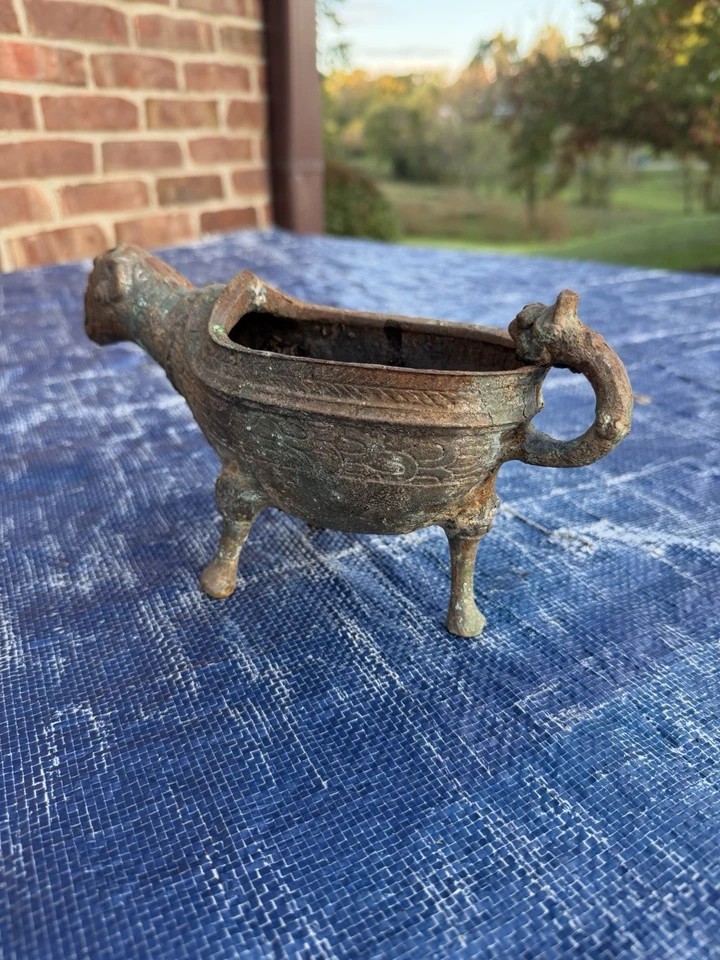 ANTIQUE CHINESE ARCHAISTIC CAST IRON RAM-FORM INCENSE BURNER - Image 3 of 4