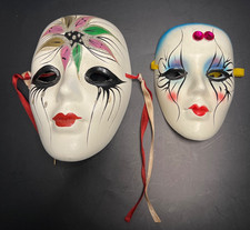 Two Ceramic Decorative Carnival Masks - Lot Of 2 - Hand Painted