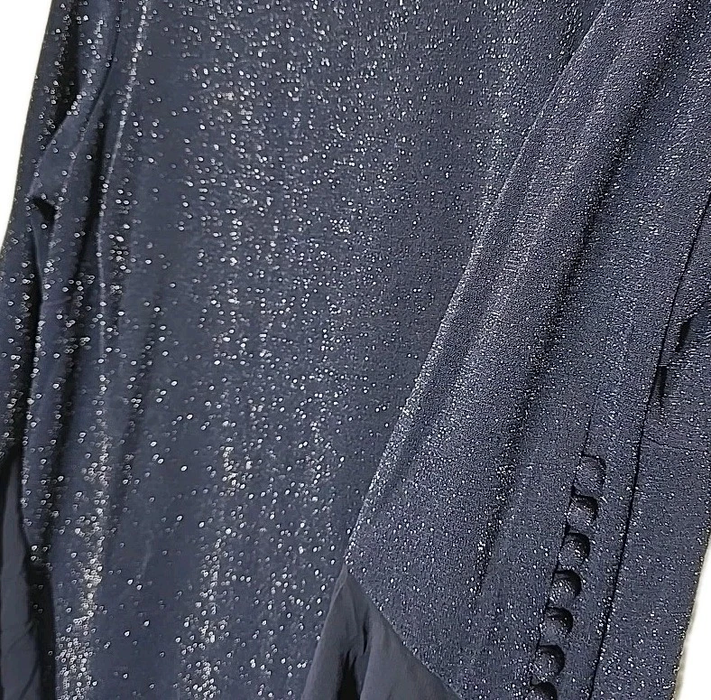 NWT Calvin Klein Sparkly Navy Sheath Dress 16W Sheer Bell Sleeves Holiday Event - Image 2 of 4
