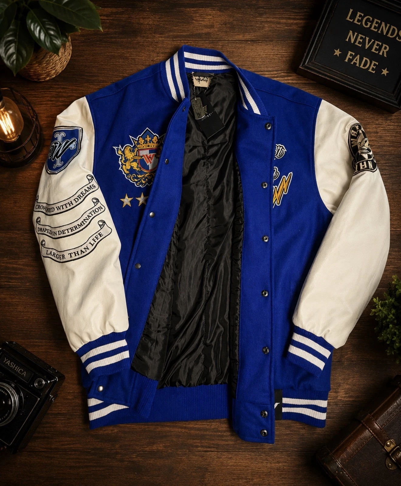 Watson Larger Than Life Varsity Jacket XL New With Tags Blue Letterman Coat - product detail image 3