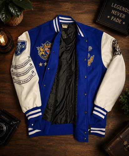 Watson Larger Than Life Varsity Jacket XL New With Tags Blue Letterman Coat image 3