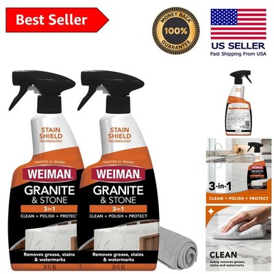 Stain Shield Granite Cleaner Spray - 24oz Streak-Free Polish for Stone Surfaces