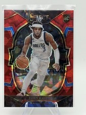 2022-23 Panini Select Jaden Hardy # 80 Concourse Red Cracked Ice Rookie