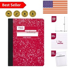 Stylish Wide Ruled Composition Notebook in Red Marble - 100 Sheets, 7.5" x 9.75"