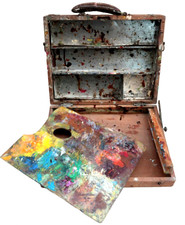 Ancienne Mallette de Peintre 31x24Cm avec Palette Modéle Déposé circa 1920-30