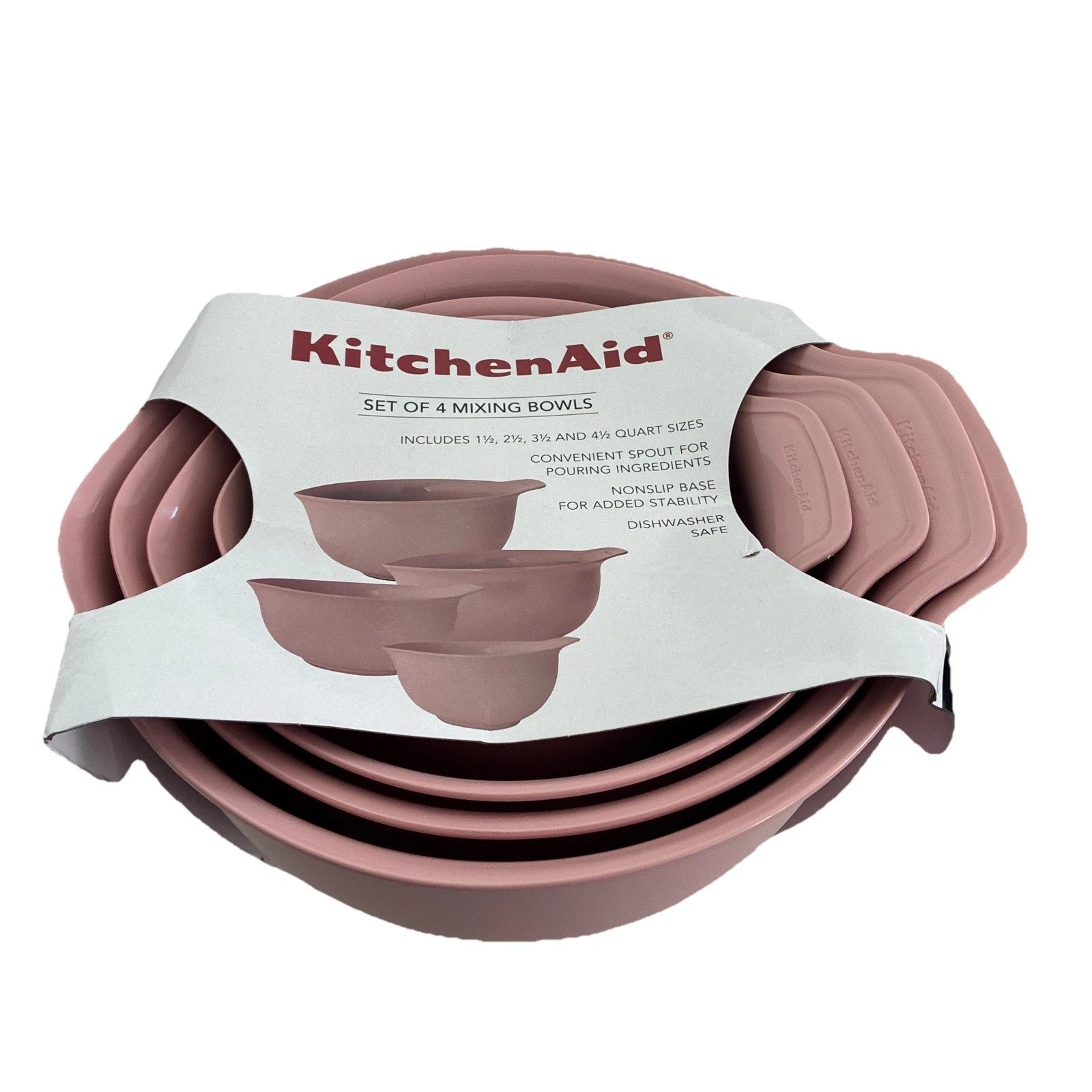 New KitchenAid Dried Rose Pink HDRA Set 4 Mixing Bowls 1.5, 2.5, 3.5, 4.5 Quart
Opens in a new windo
