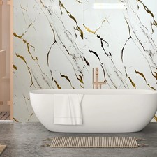 White Gold Marble Shower Wall Panels 1m x 2400mm x 10mm 3 Sided Kit