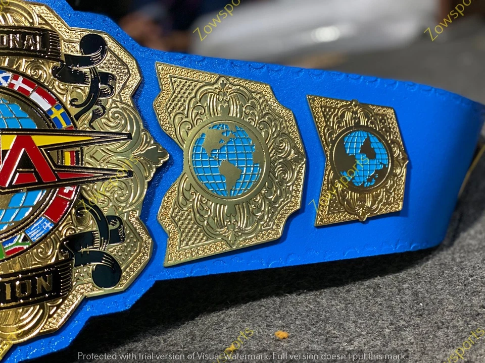 Cinturón de título réplica campeonato de lucha de peso pesado TNA AZUL 4 mm tamaño adulto Foto 2 de 4