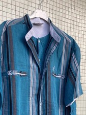 australian l'alpina Vintage Blue Botton- Up Shirt 52 / camicia a righe manica co