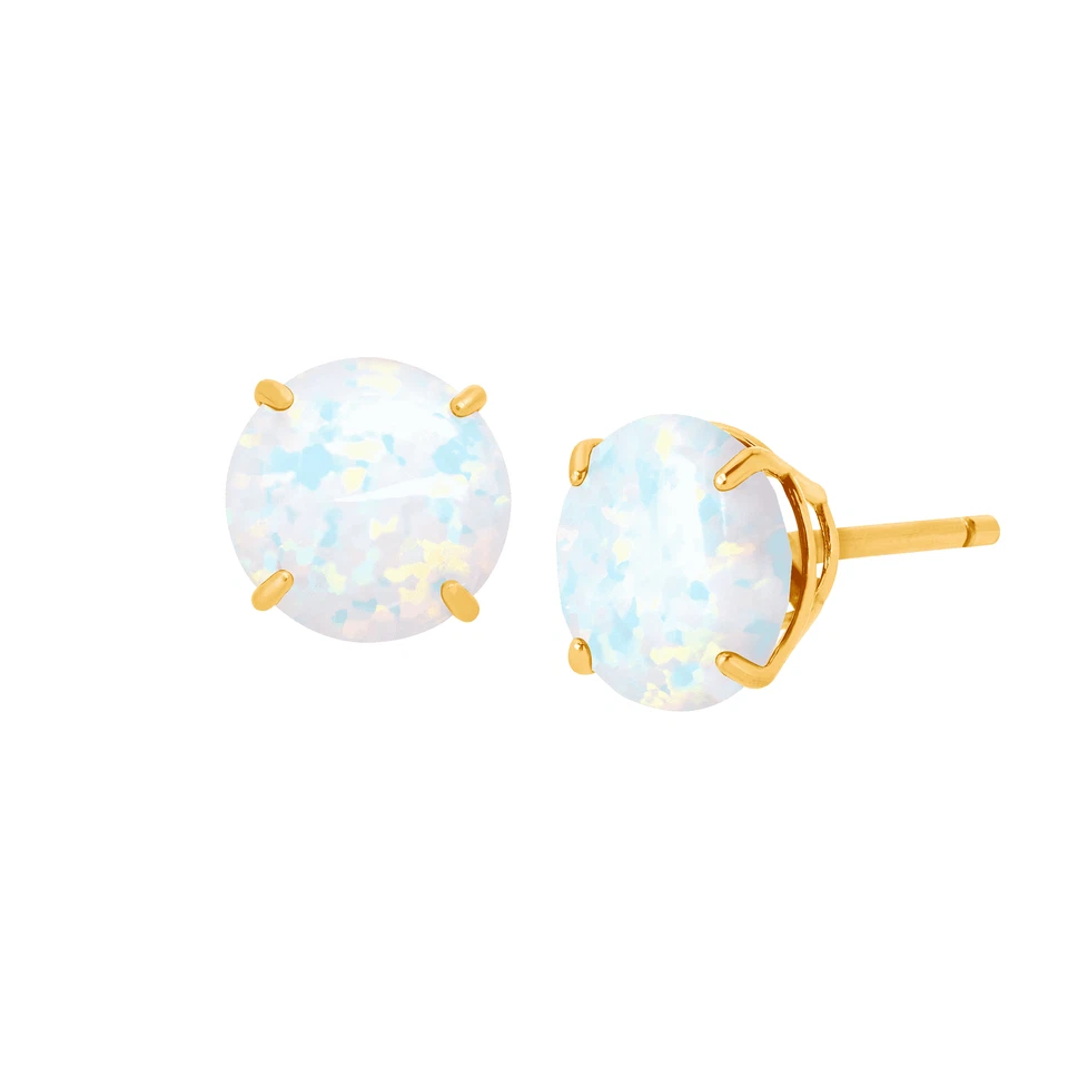 Finecraft Round-Cut Birthstone Stud Earrings in 10K Gold