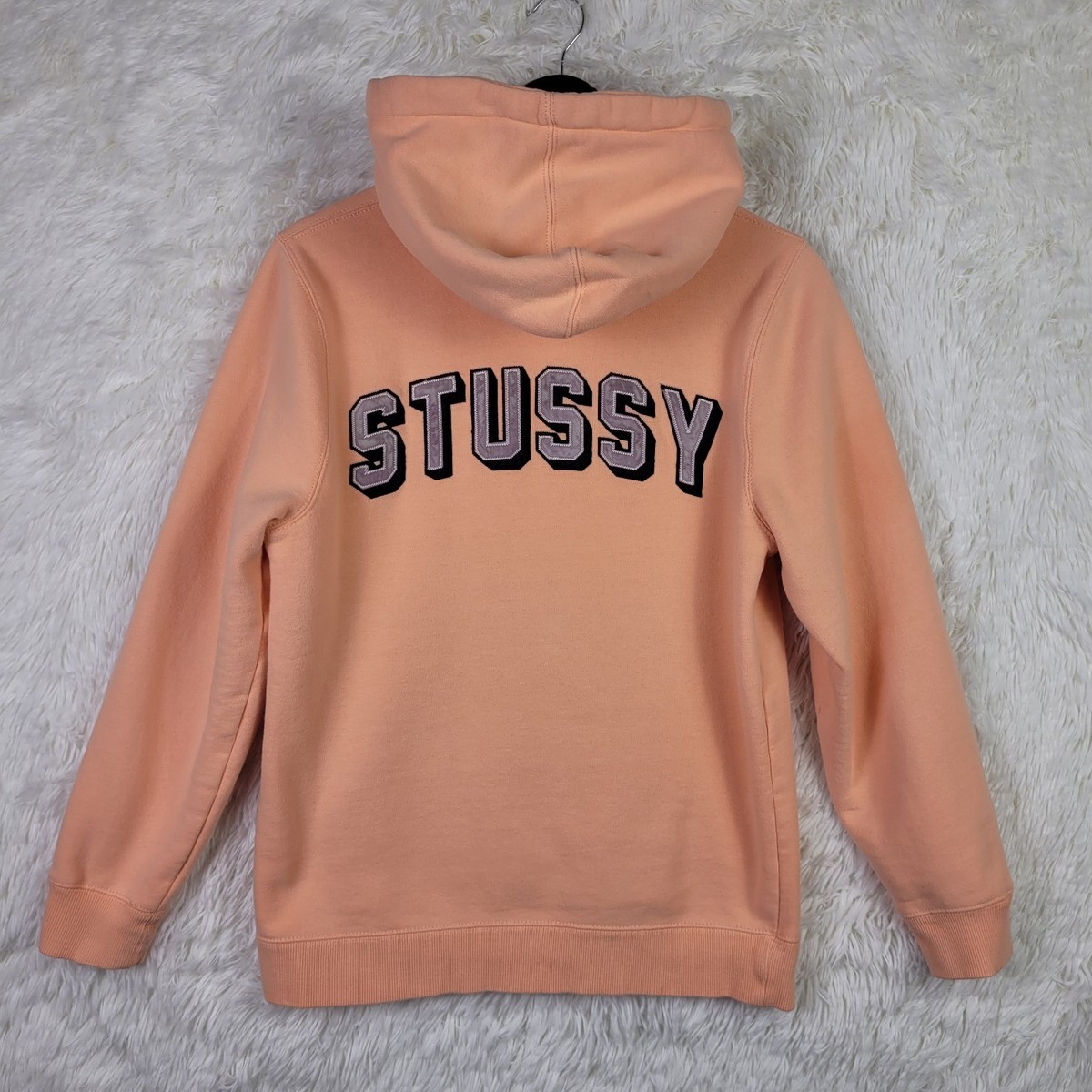 Stussy Adult Small Coral Pink Peach Hoodie Y2K Streetwear | eBay