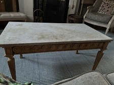 Gustavian Style Antique Coffee or console Table With Marble Top