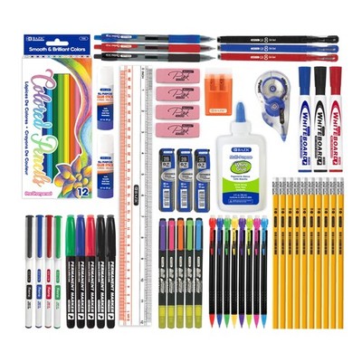 Bazic Products School Supplies Kit 66 Piece Set For K12 Students Stationery