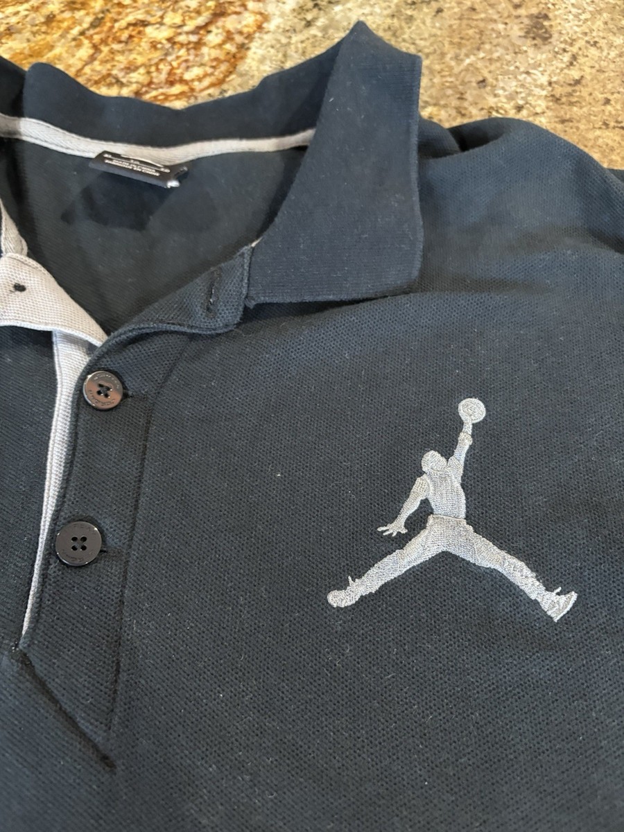 Nike Jordan Jumbo Jumpman #23 Polo Shirt Men Size XXL Black