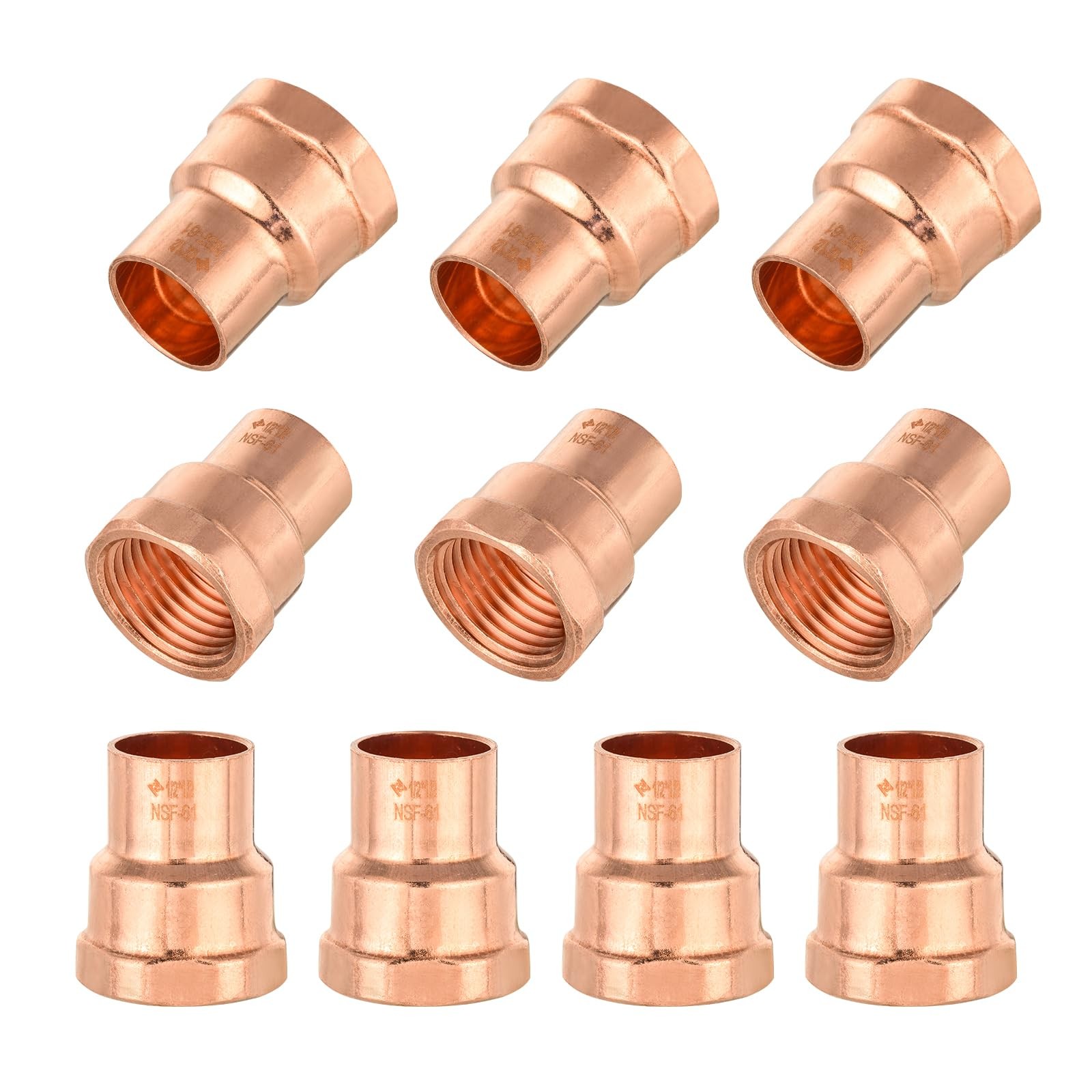 10 PCS 1/2" Copper Sweat Female Adapter Fitting Solder x FNPT Plumbing Pipe