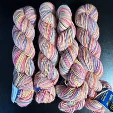 VINTAGE KOIGU SPARKLE YARN - 4 Skeins Pastel Rainbow Sparkle 164 Yds 94 Merino