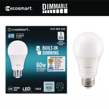 60-Watt Equivalent A19 E26 Base Dimmable and Built in Dimming LED Light Bulb wit