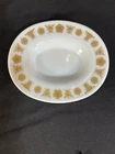 Vtg 70s Pyrex Butterfly Gold Oval Gravy Boat Under Plate 77-U Corning NY Glass