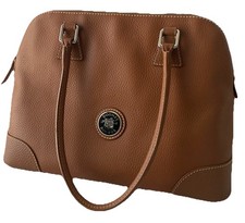 Dooney Bourke Vintage Satchel Handbag Pebble Grain Leather Saddle Brown Large