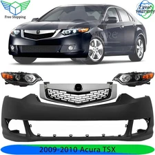 Front Bumper Cover Facia Paintable & Grille Assembly Kit For 2009-2010 Acura TSX