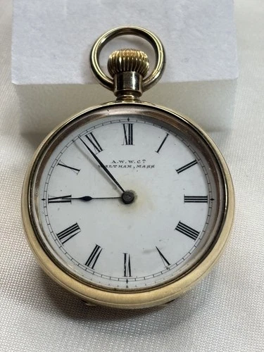 Stunning Antique Waltham Open Face Pocket Watch Gold Plated Fully Working