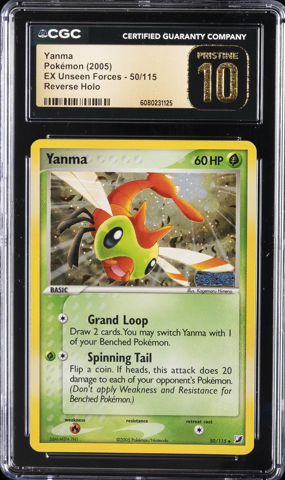 2005 POKEMON EX UNSEEN FORCES REVERSE HOLO #50/115 YANMA CGC 10 PERFECT