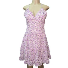 J for Justify Medium Y2K Purple Floral Baby Doll Cottagecore Coquette Boho Fairy