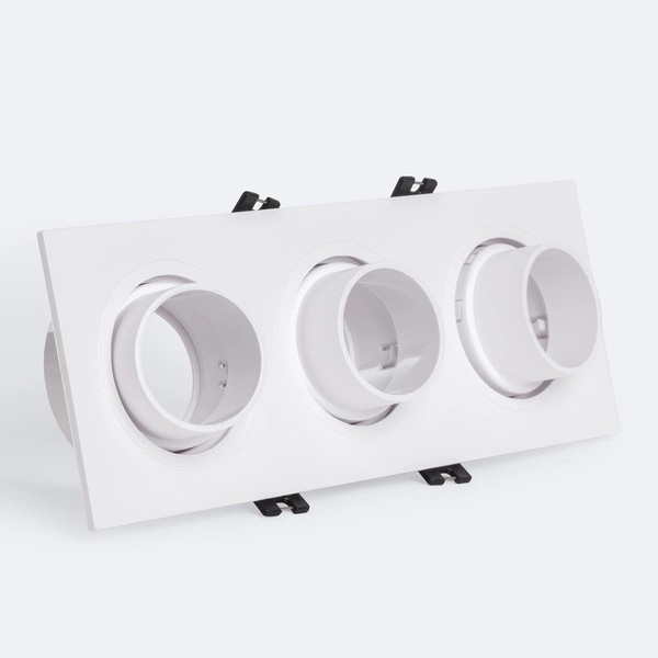 Aro Downlight Cuadrado Basculante Bajo UGR para tres Bombilla LED GU10 / GU5.3