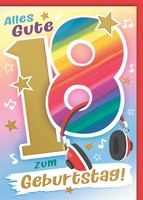 18. Geburtstag GlüCkwunschkarte Mit Umschlag Overear KopfhöRer VolljäHrigkeit Al