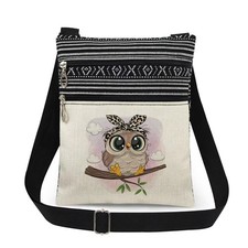 Stylish Owl with Leopard Headband Print Women Crossbody Bag Adjustable Men Sh...