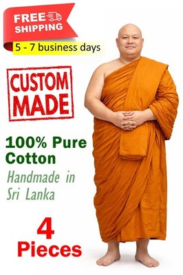 Customizable 4 pieces of Theravada Buddhist Monk Triple Robe Full Set Meditation