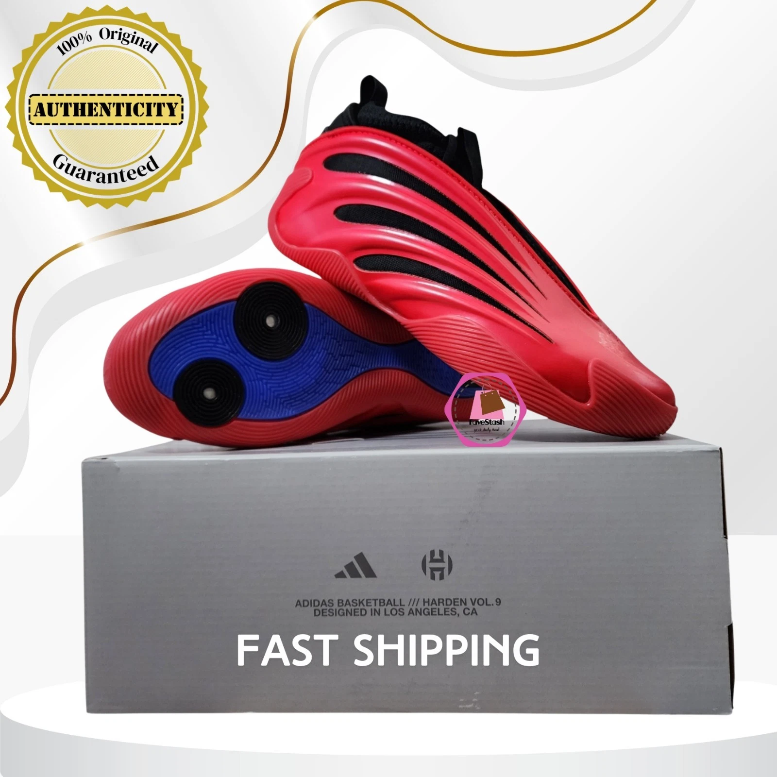2025 Adidas Harden Vol. 9 Red Metallic Basketball Sneakers JS1304 Size 8-13 NEW