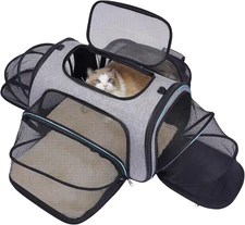 4 Sides Expandable Pet Carrier, Airline Approved Soft-Sided Dog Cat Carrier Bag