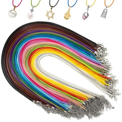 MAQIHAN Leather Necklace Cord - 100PCS Mix Colors Waxed 