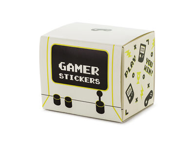 Sticker Set Gaming 270 cm Aufkleber Rolle 36 Sticker 18 Designs Weiß Gelb