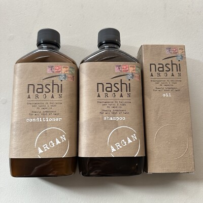 NASHI ARGAN Öl 100ml, Shampoo 500ml und Conditioner 500ml