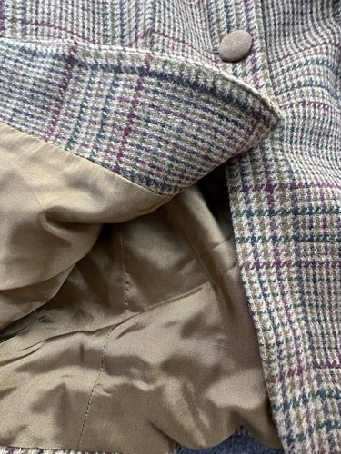Vintage Worthington Blazer Womens 6P Petite Brown Plaid Wool Tweed Suit Jacket - Picture 13 of 13