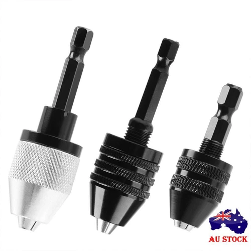 Adapter Converter Round Shank 1/4" Hex Shank Keyless Drill Chuck 0.3mm-8mm