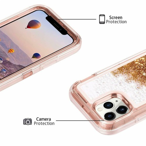 For iPhone 14 Plus 13 12 11 Pro Max Liquid Gillter Shockproof Protective Case - Picture 7 of 20