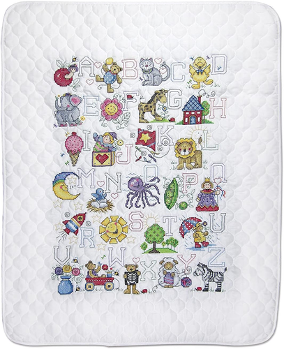 Design Works Crafts Janlynn Stamped for Cross Stitch Baby Quilt Kit ...