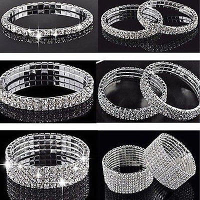  DIAMANT STRETCH ARMBAND BLING FUNKELNDER STRASS KRISTALL FÜR DAMEN UND DAMEN