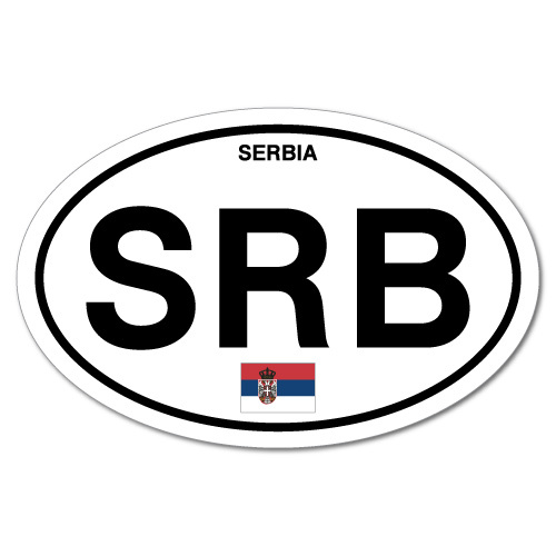 SRB Serbian Country Code Oval Sticker Flag Bumper Water Proof Vinyl #7285EN - Picture 1 of 1