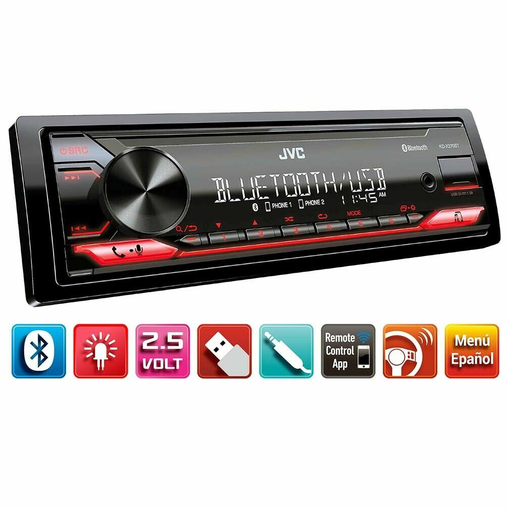 COMBO JVC KDX270BT CAR Media Bluetooth USB AMFM Radio and 1PAIR